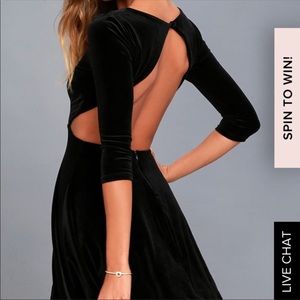 Black Velvet Backless Dress
